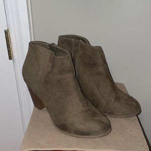 Olive Green Suede Booties